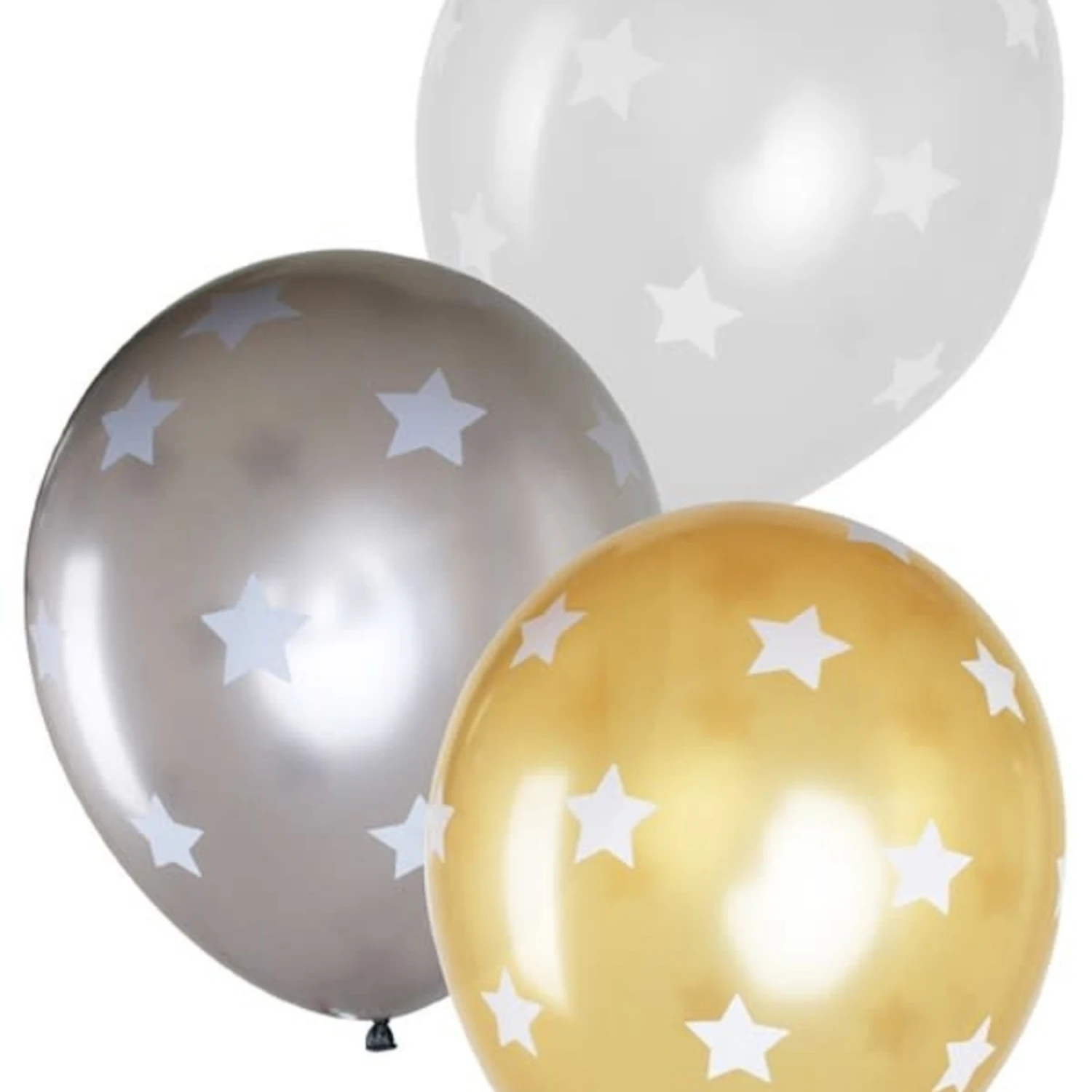 Ballon Met Sterren Metallic Goud Zilver Wit 14inch Per 6 1 Ballon Met Sterren Metallic Goud Zilver Wit 14inch Per 6