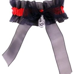 Halsketting Kant Met Bedels Zwart/Rood