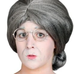 Pruik Knotje Oma Grijs