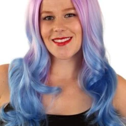 Pruik Lexi Lila/blauw Lang Haar