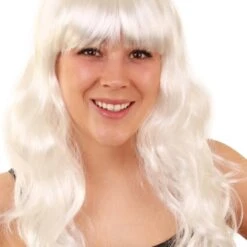 Pruik Sensation Wit Lang