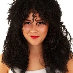 Pruik Zwart Krulletjes Lang