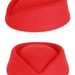 Stewardess Hoed Wolvilt Rood