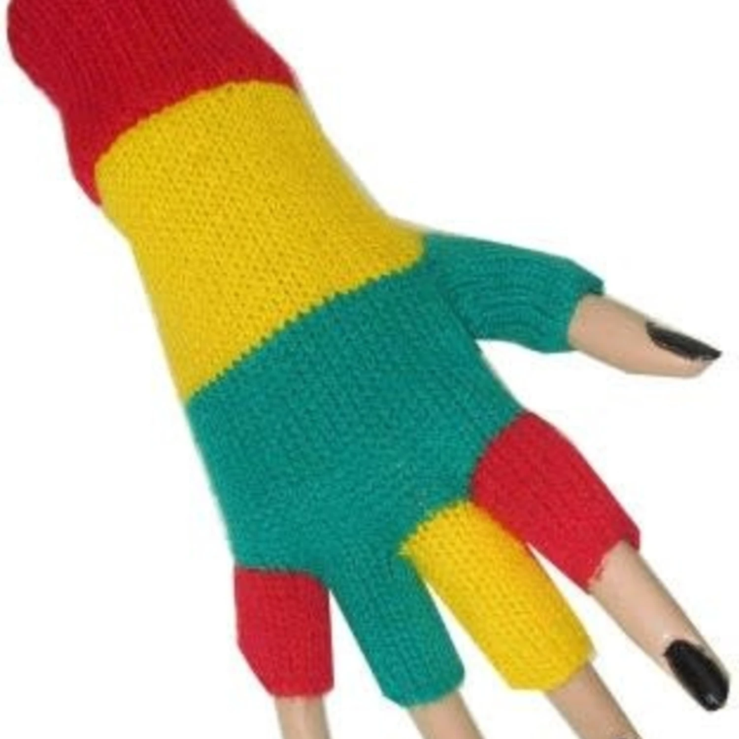 Vingerloze Handschoenen Rood/geel/groen 2 Vingerloze Handschoenen Rood/geel/groen - Afbeelding 2